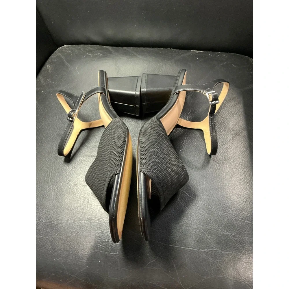 Journee Collection Evylinn Sandals Womens 9 Black Block‎ Heel Square Toe